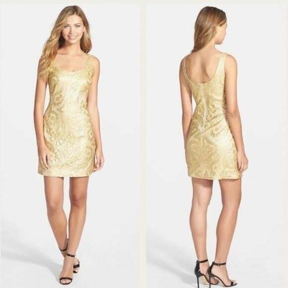 Lilly Pulitzer Eaton Shift Gold Metallic Dress
